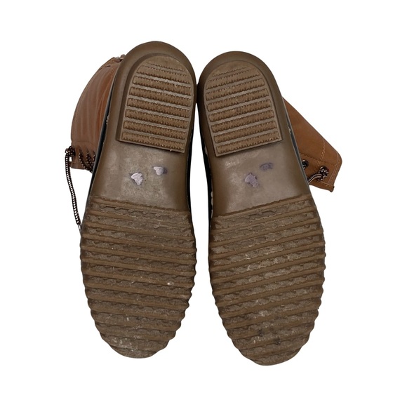 Madden Girl Flurryy Duck Style Boots Natural Tan & Black Lace & Zip Up Size 9.5 - Picture 5 of 9